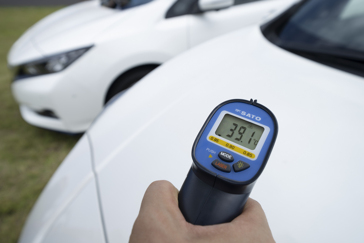 Thermometer showing the temperature from a car